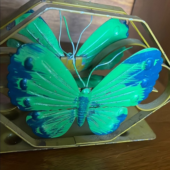 Green and Blue Butterfly metal napkin holder mid century charm - Picture 2 of 2